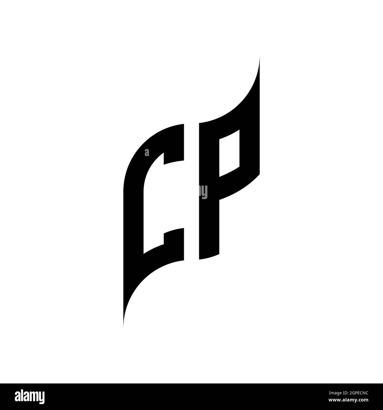 CP Monogram geometric shape style template. Monogram initial design vector isolated on white background Stock Vector