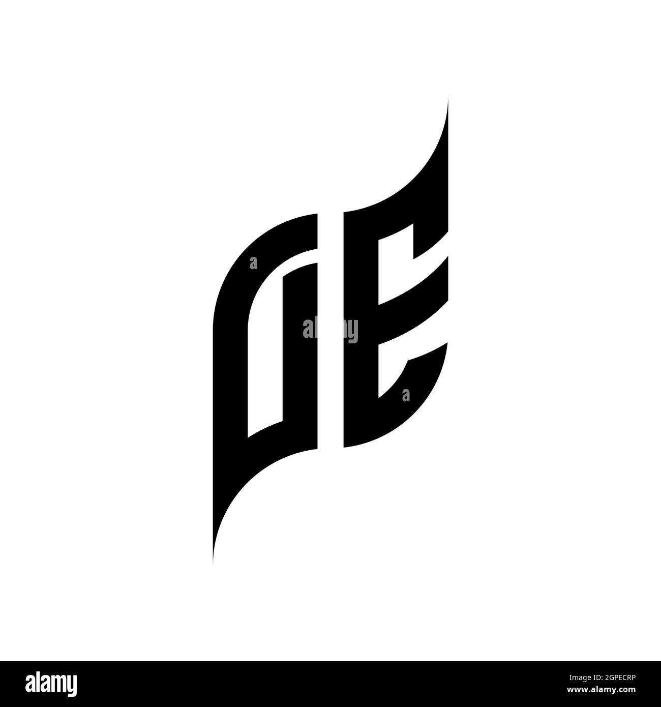 DE Monogram geometric shape style template. Monogram initial design vector isolated on white background Stock Vector