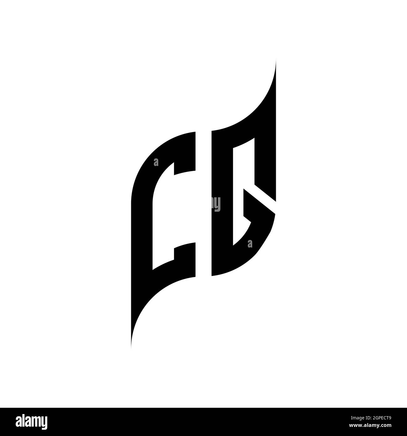 CQ Monogram geometric shape style template. Monogram initial design vector isolated on white background Stock Vector