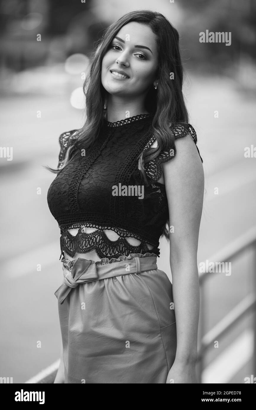 Girl in street in miniskirt hi-res stock photography and images - Alamy