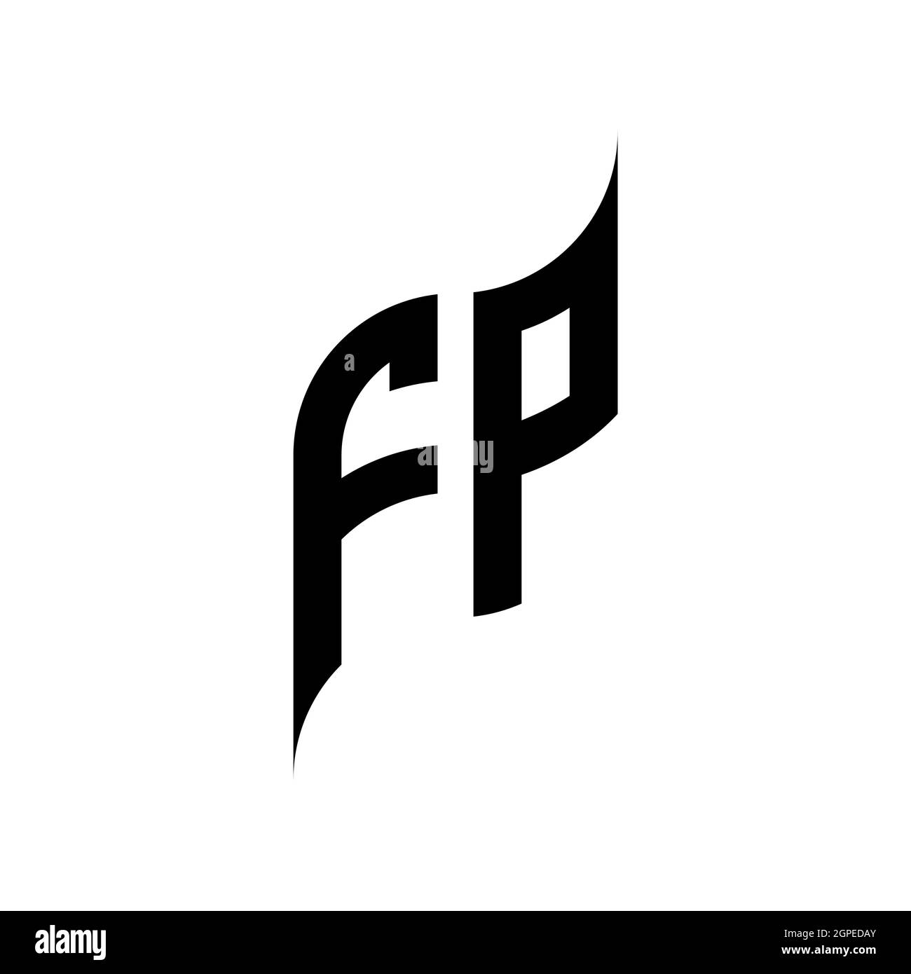 FP Monogram geometric shape style template. Monogram initial design vector isolated on white background Stock Vector