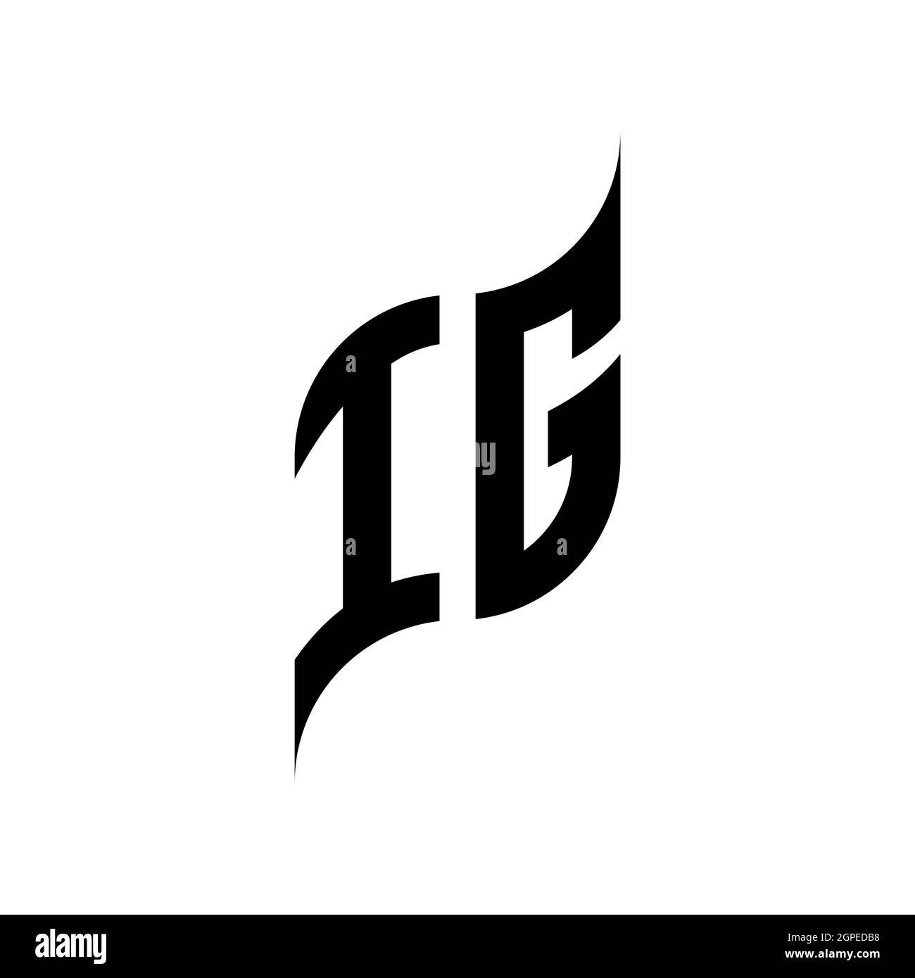 IG Monogram geometric shape style template. Monogram initial design vector isolated on white background Stock Vector