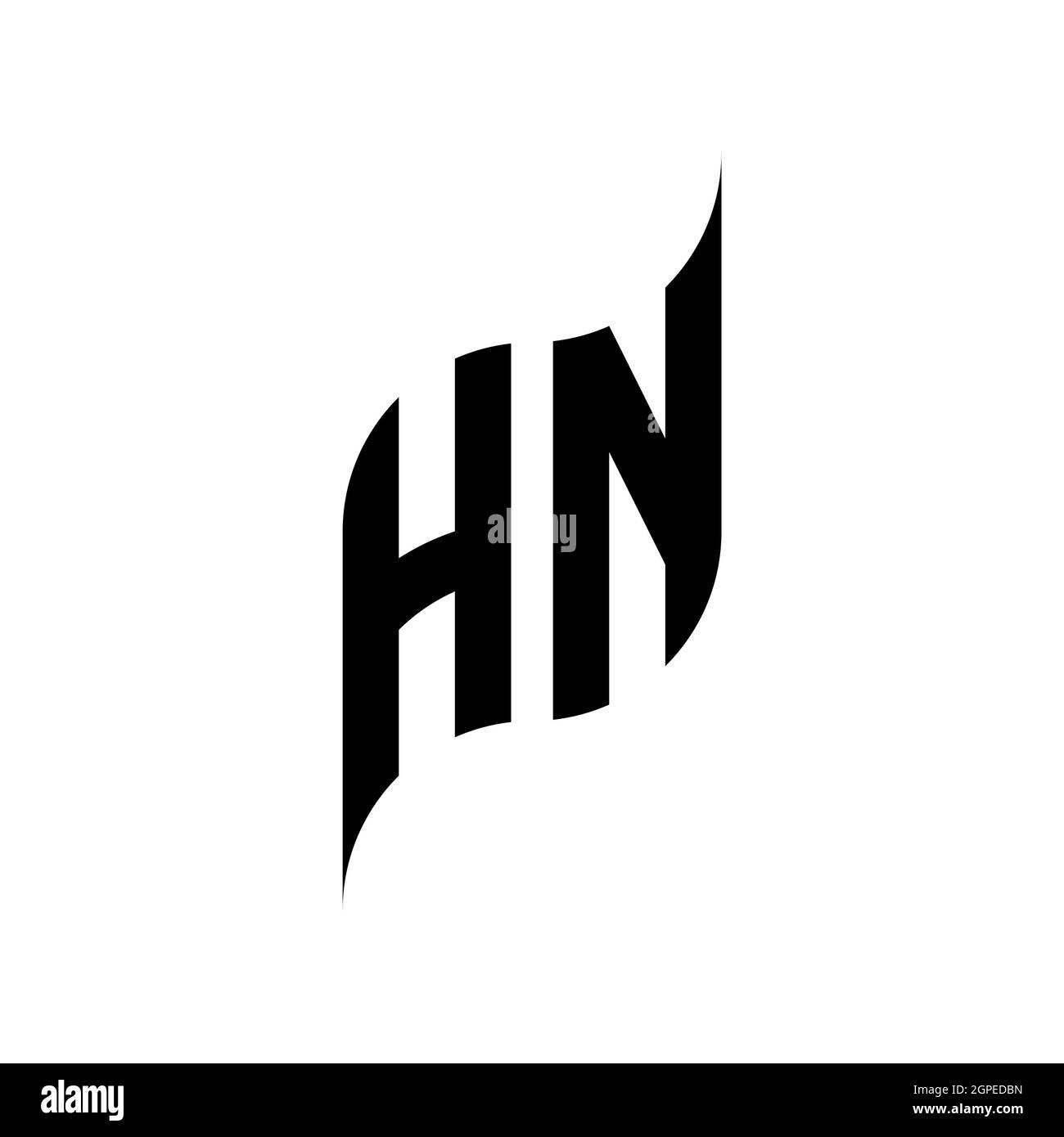 HN Monogram geometric shape style template. Monogram initial design vector isolated on white background Stock Vector