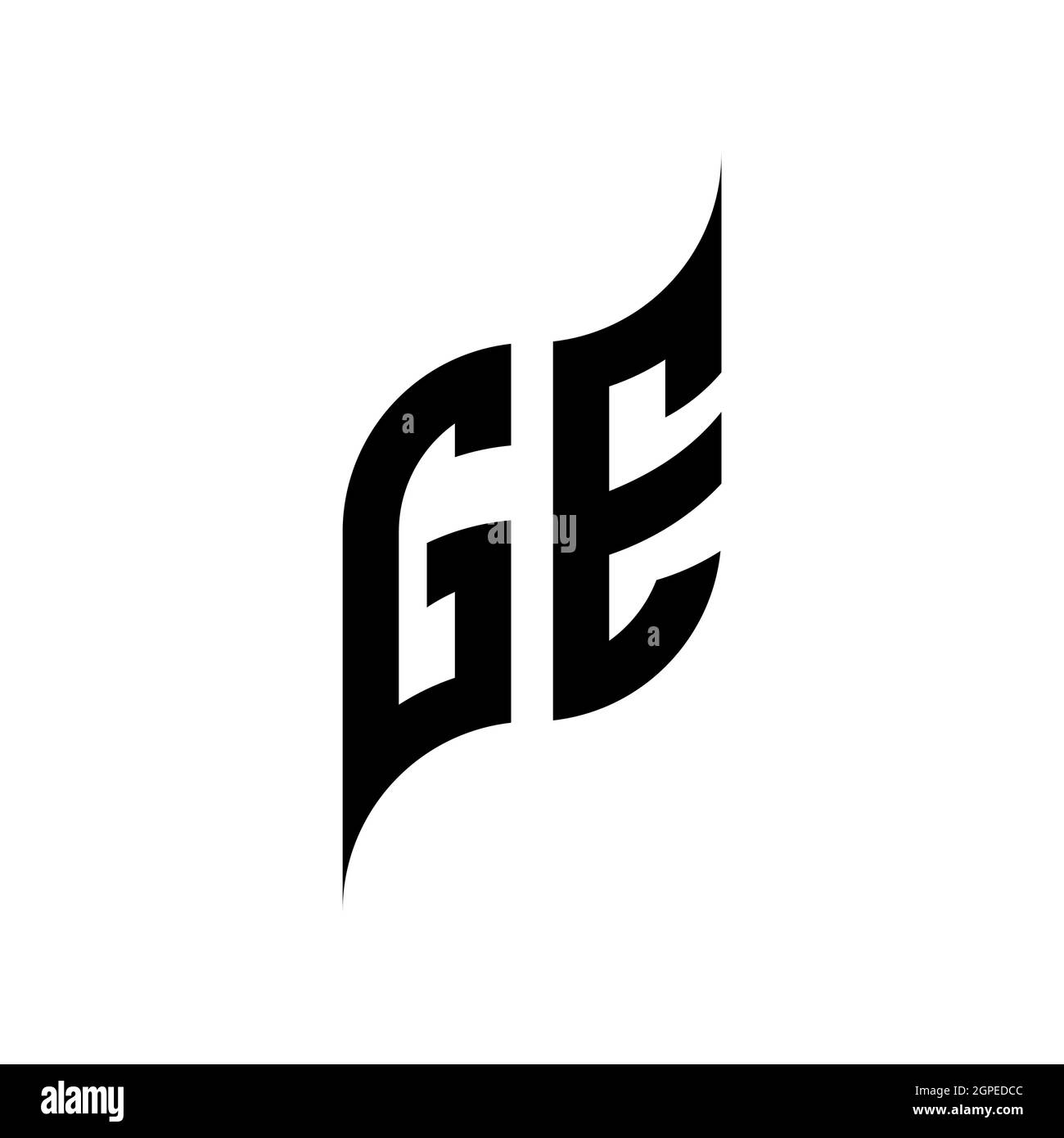 GE Monogram geometric shape style template. Monogram initial design vector isolated on white background Stock Vector