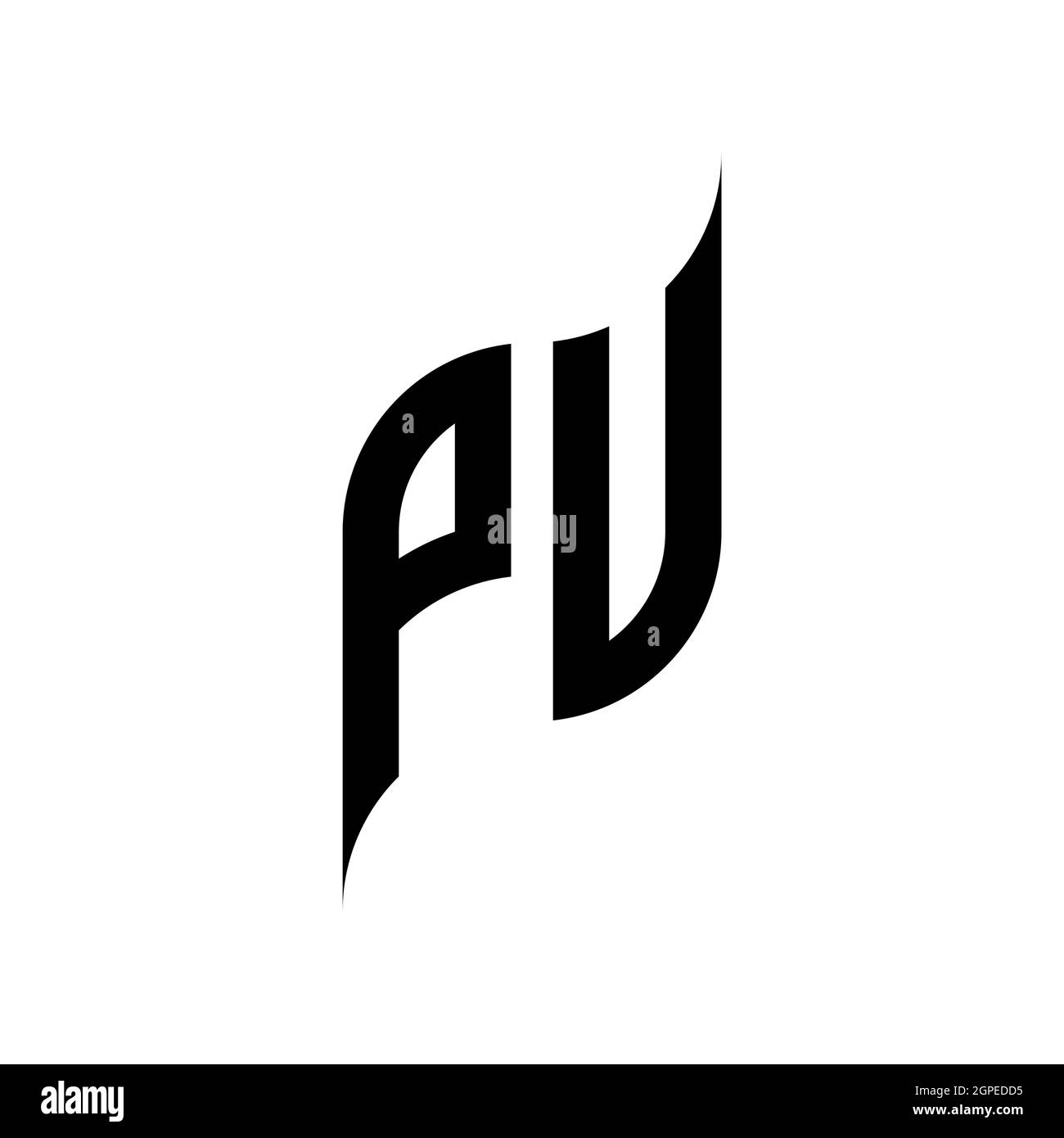 PU Monogram geometric shape style template. Monogram initial design vector isolated on white background Stock Vector