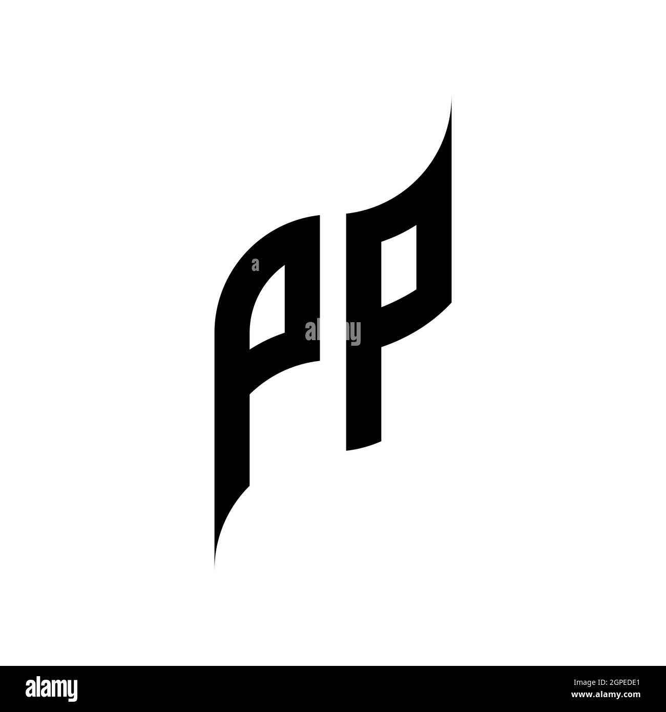 PP Monogram geometric shape style template. Monogram initial design vector isolated on white background Stock Vector