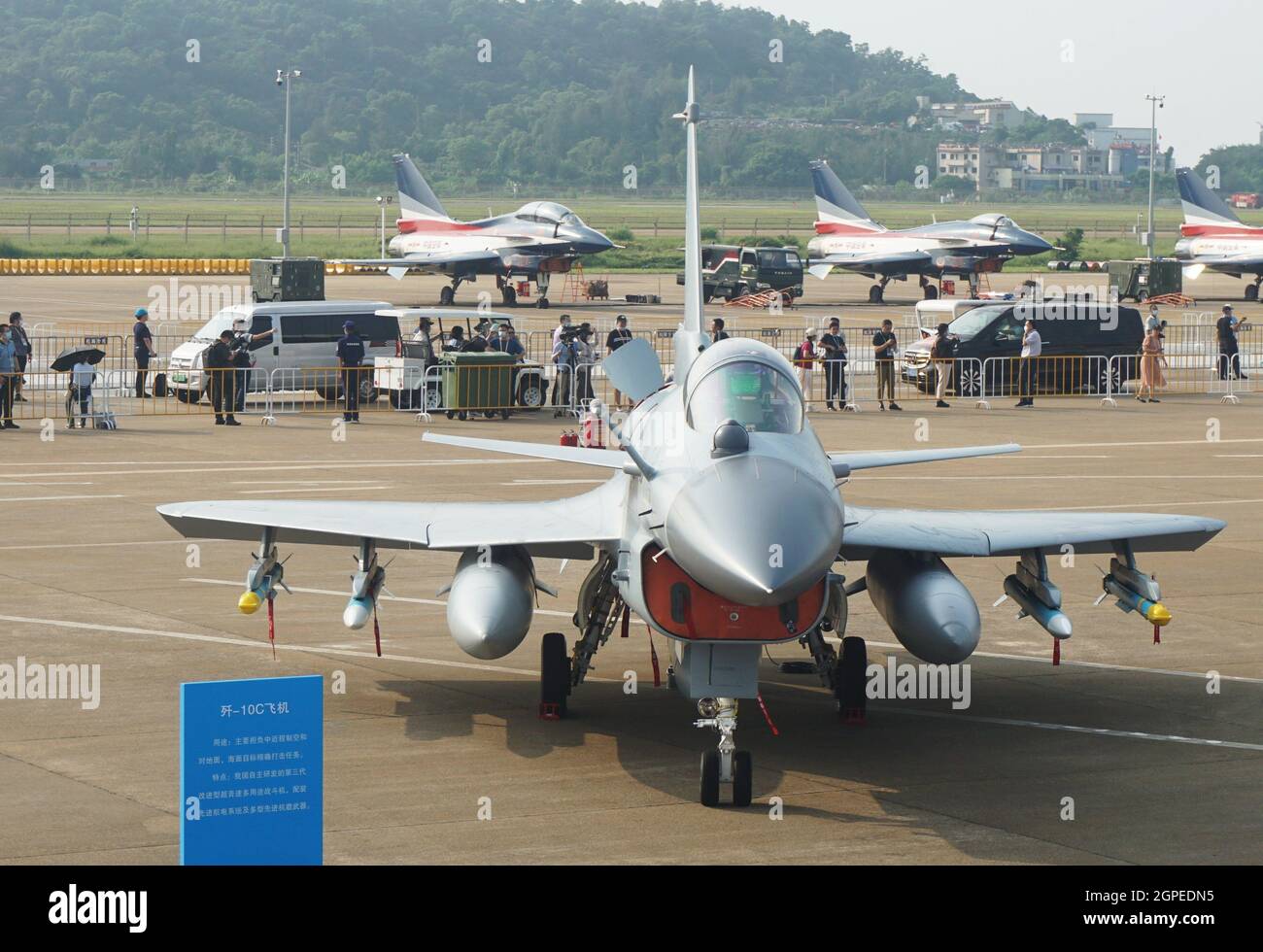 Zhuhai, Zhuhai, China. 29th Sep, 2021. The J-10C fighter was photographed at the Zhuhai Air Show on September 29, 2021.As our armyÃ¢â‚¬â„¢s most advanced single-engine fighter J-10C, it debuted at the Zhuhai Air Show and attracted the attention of many military fans.The J-10C fighter is a third-generation improved supersonic multi-purpose fighter independently developed by my country. It is equipped with advanced avionics systems and multiple advanced airborne weapons. Credit: ZUMA Press, Inc./Alamy Live News Stock Photo