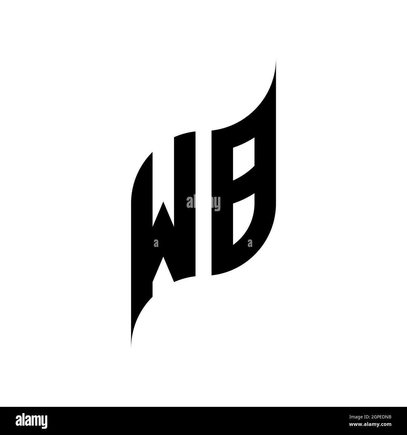 WB Monogram geometric shape style template. Monogram initial design vector isolated on white background Stock Vector