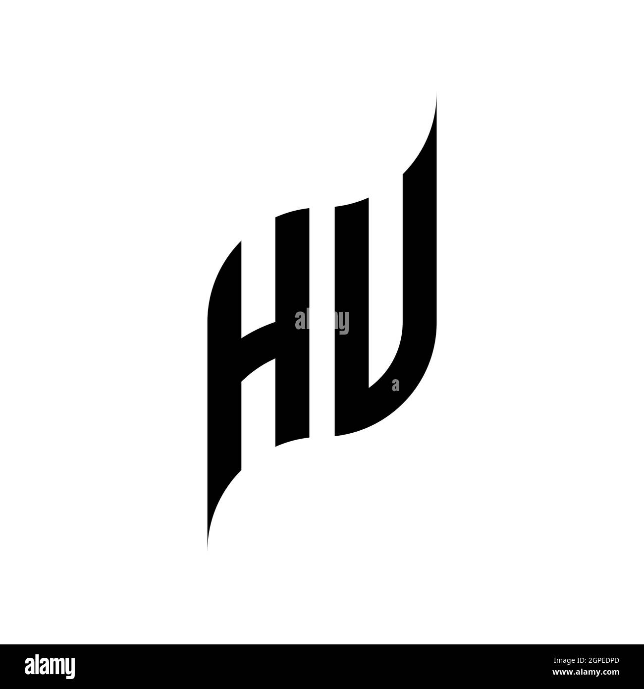 HU Monogram geometric shape style template. Monogram initial design vector isolated on white background Stock Vector