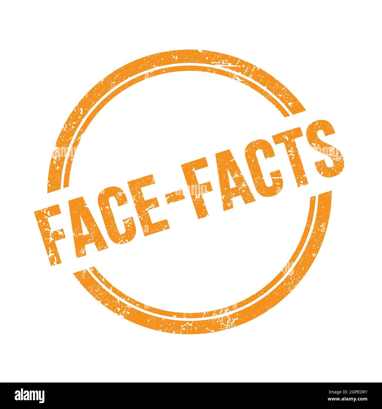 FACE-FACTS text written on orange grungy vintage round stamp. Stock Photo
