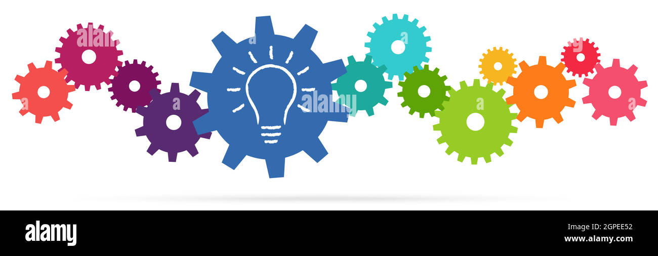 colored team work gears with light bulb Stock Vector