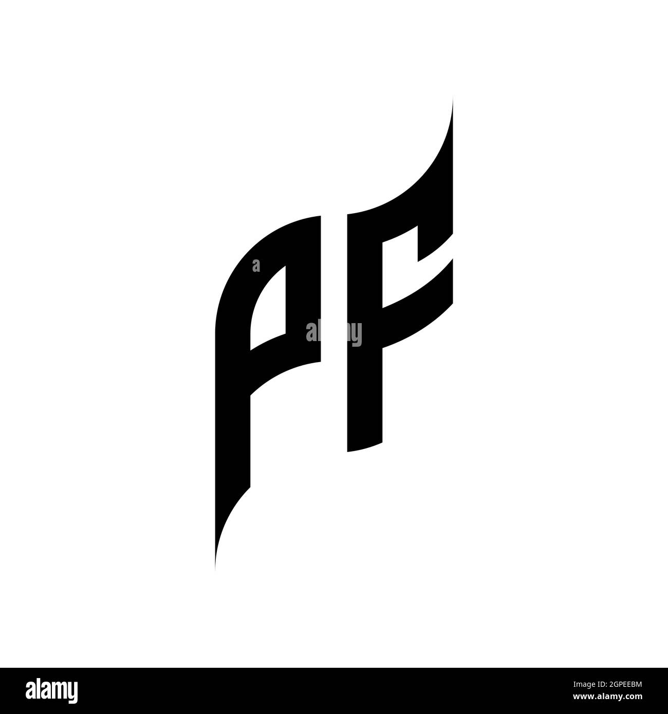 PF Monogram geometric shape style template. Monogram initial design vector isolated on white background Stock Vector