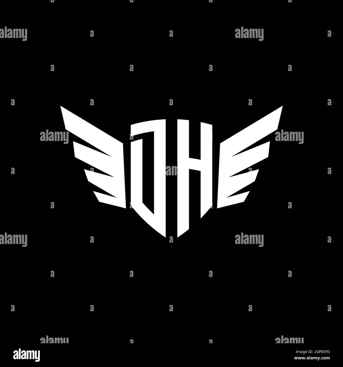 DH Monogram geometric shape style template. Monogram initial design vector isolated on white background Stock Vector