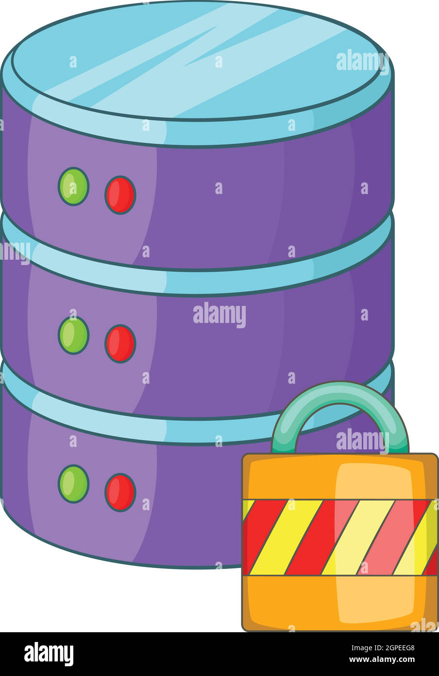 Data storage security icon, cartoon style Stock Vector