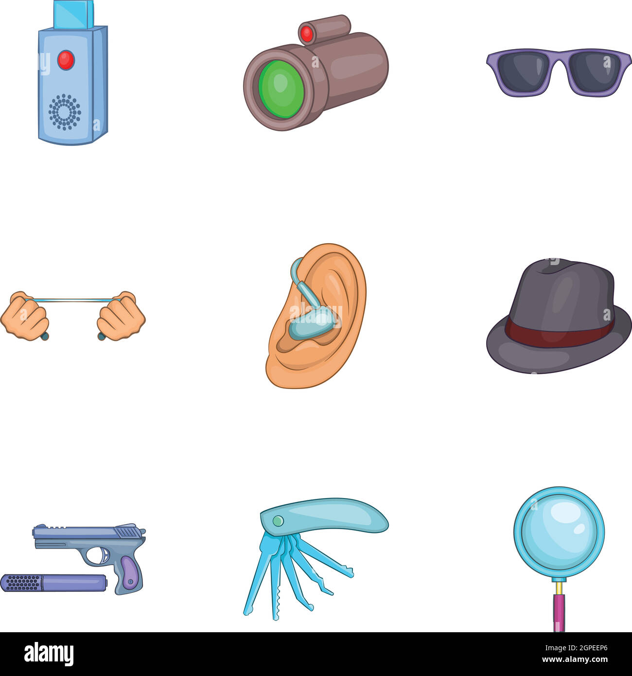 Scout icons set, cartoon style Stock Vector