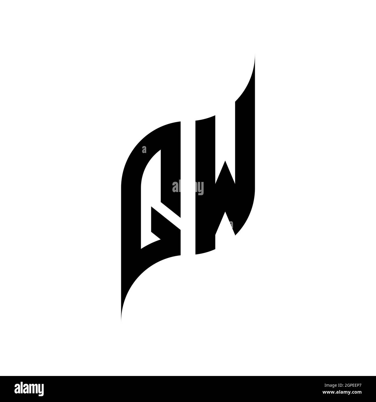 QW Monogram geometric shape style template. Monogram initial design vector isolated on white background Stock Vector