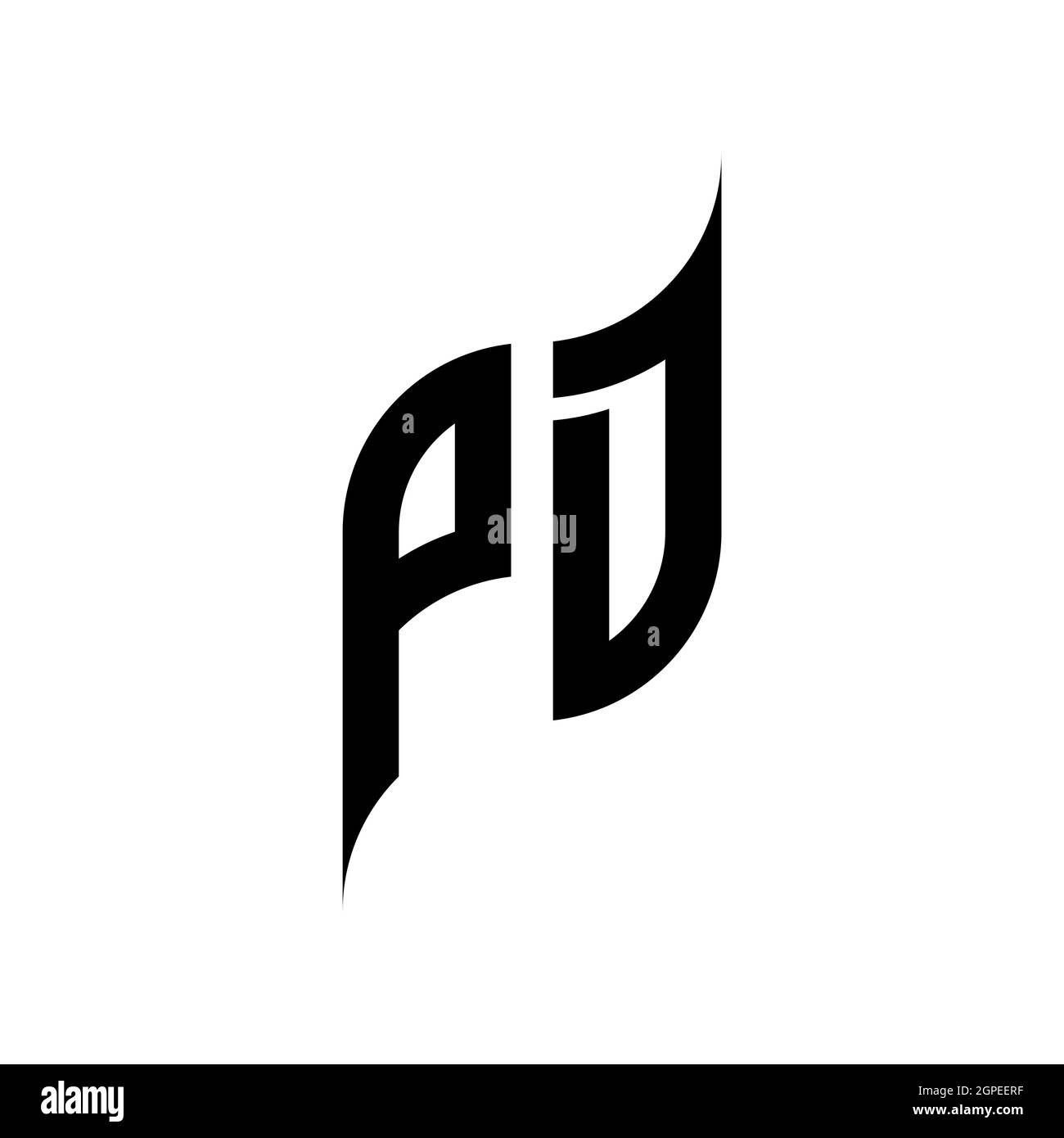 PD Monogram geometric shape style template. Monogram initial design vector isolated on white background Stock Vector