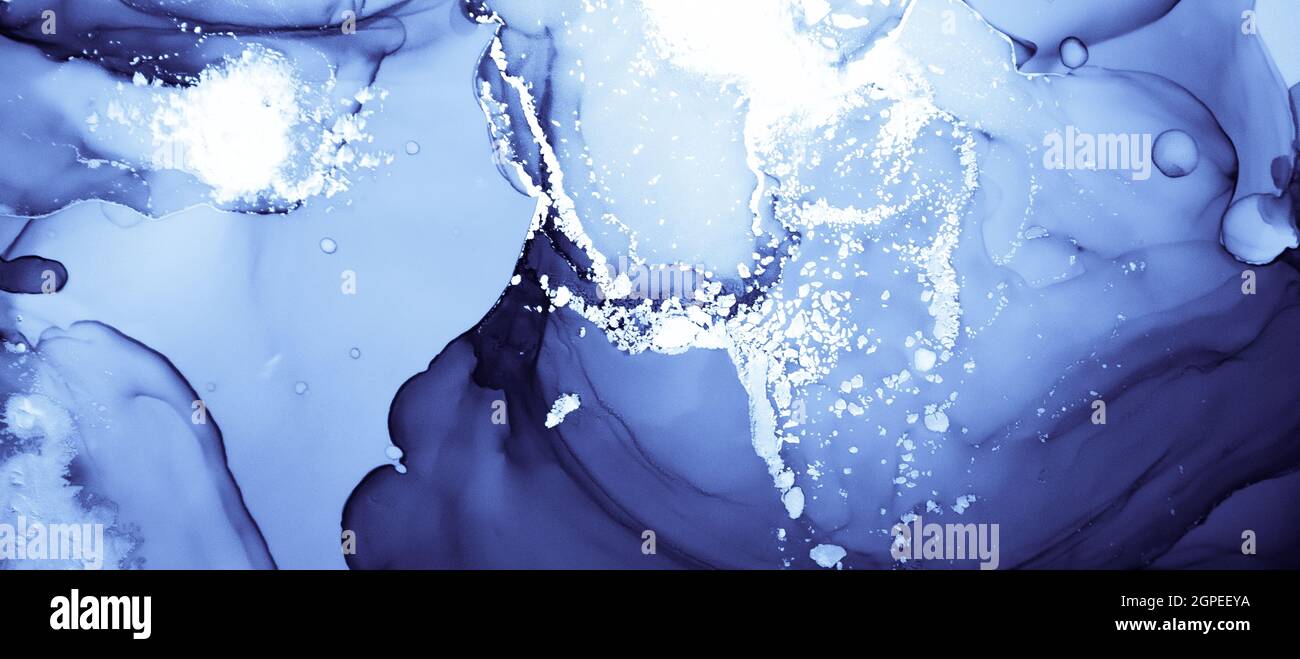 Water Ink Paint. Art Wave Background. Blue Stock Photo - Alamy
