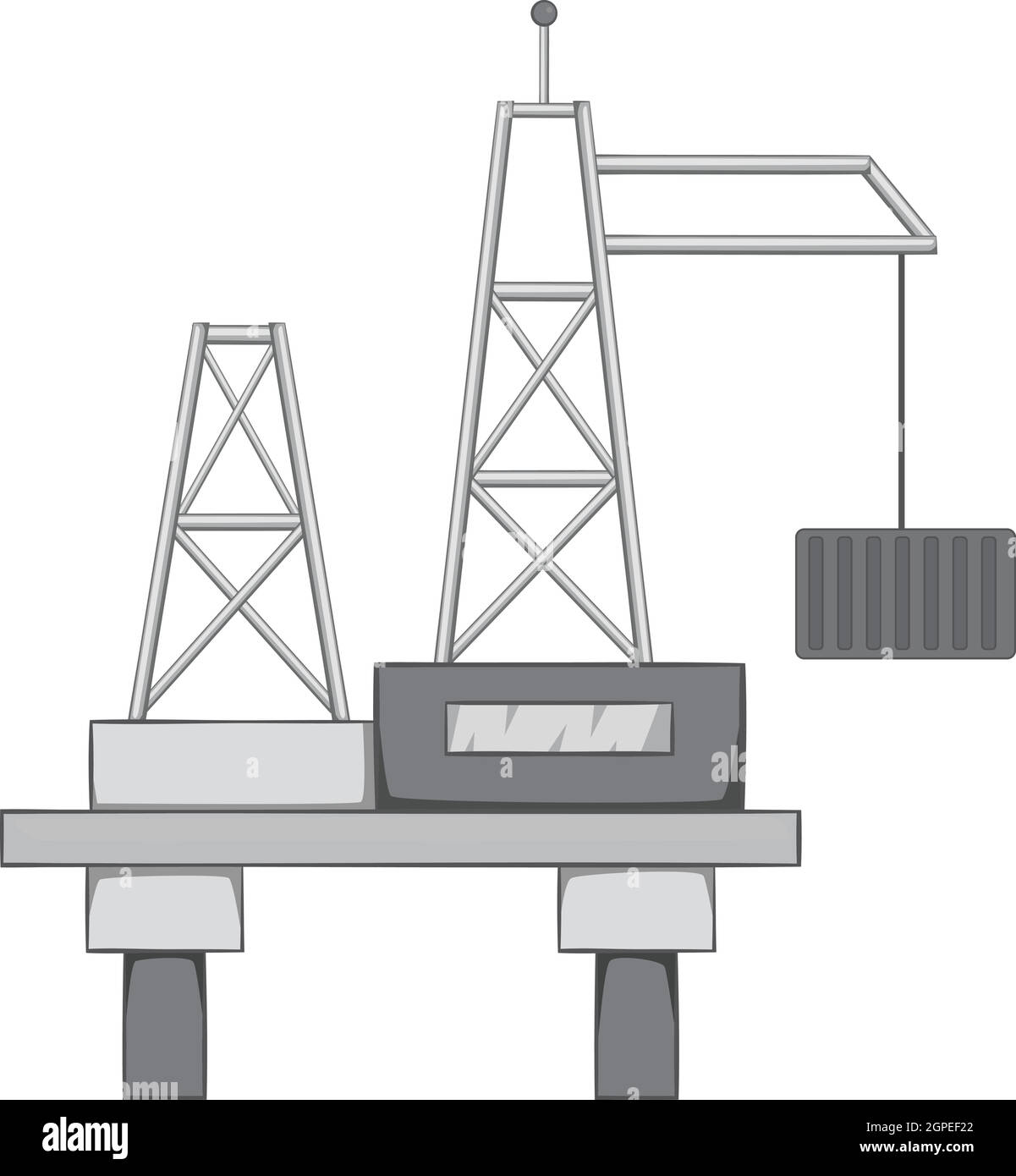 Oil offshore platform icon, gray monochrome style Stock Vector