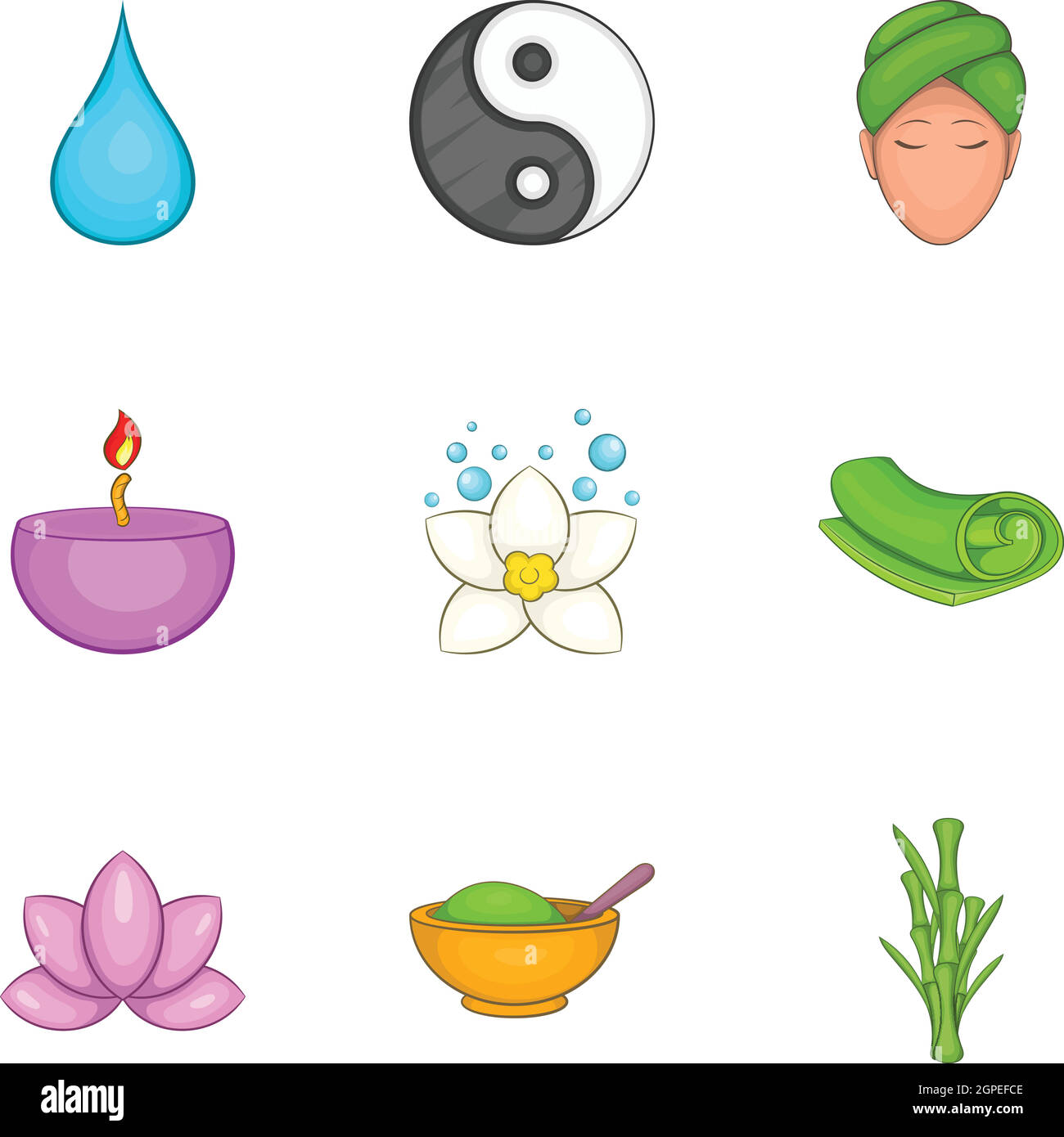 Relaxation icons set, cartoon style Stock Vector