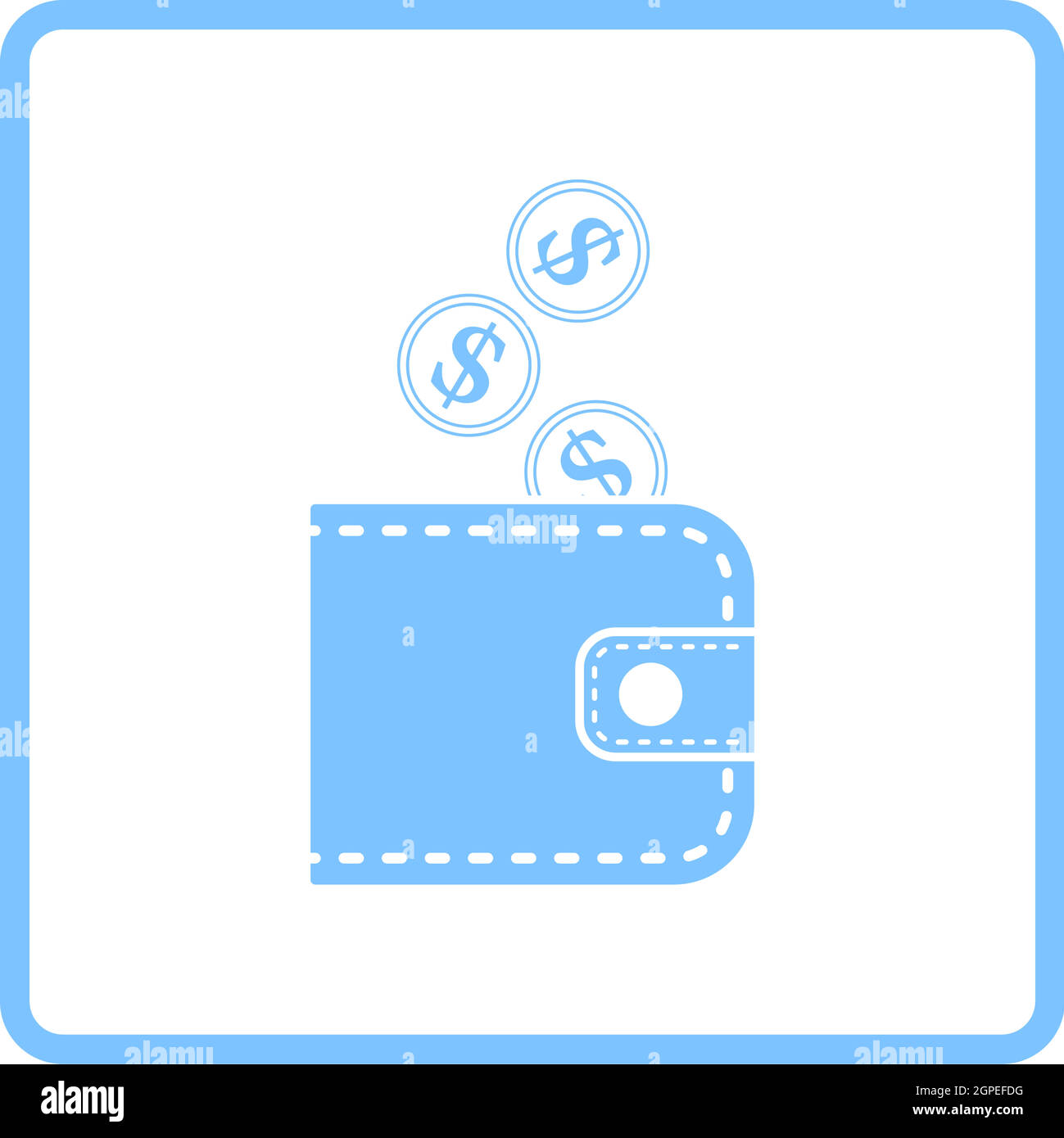 Golden Coins Fall In Purse Icon Stock Vector