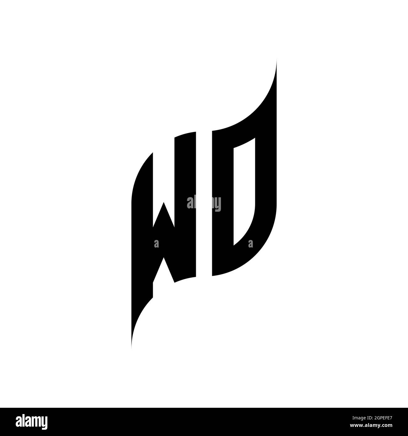 WO Monogram geometric shape style template. Monogram initial design vector isolated on white background Stock Vector