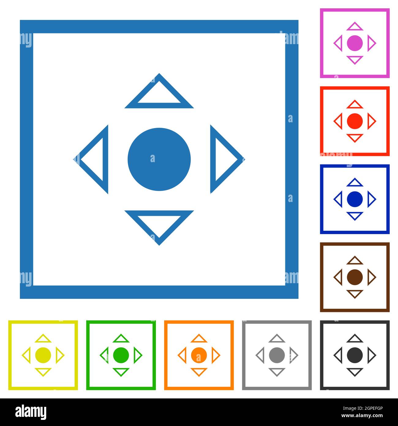 Scrolling tool alternate flat color icons in square frames on white background Stock Vector
