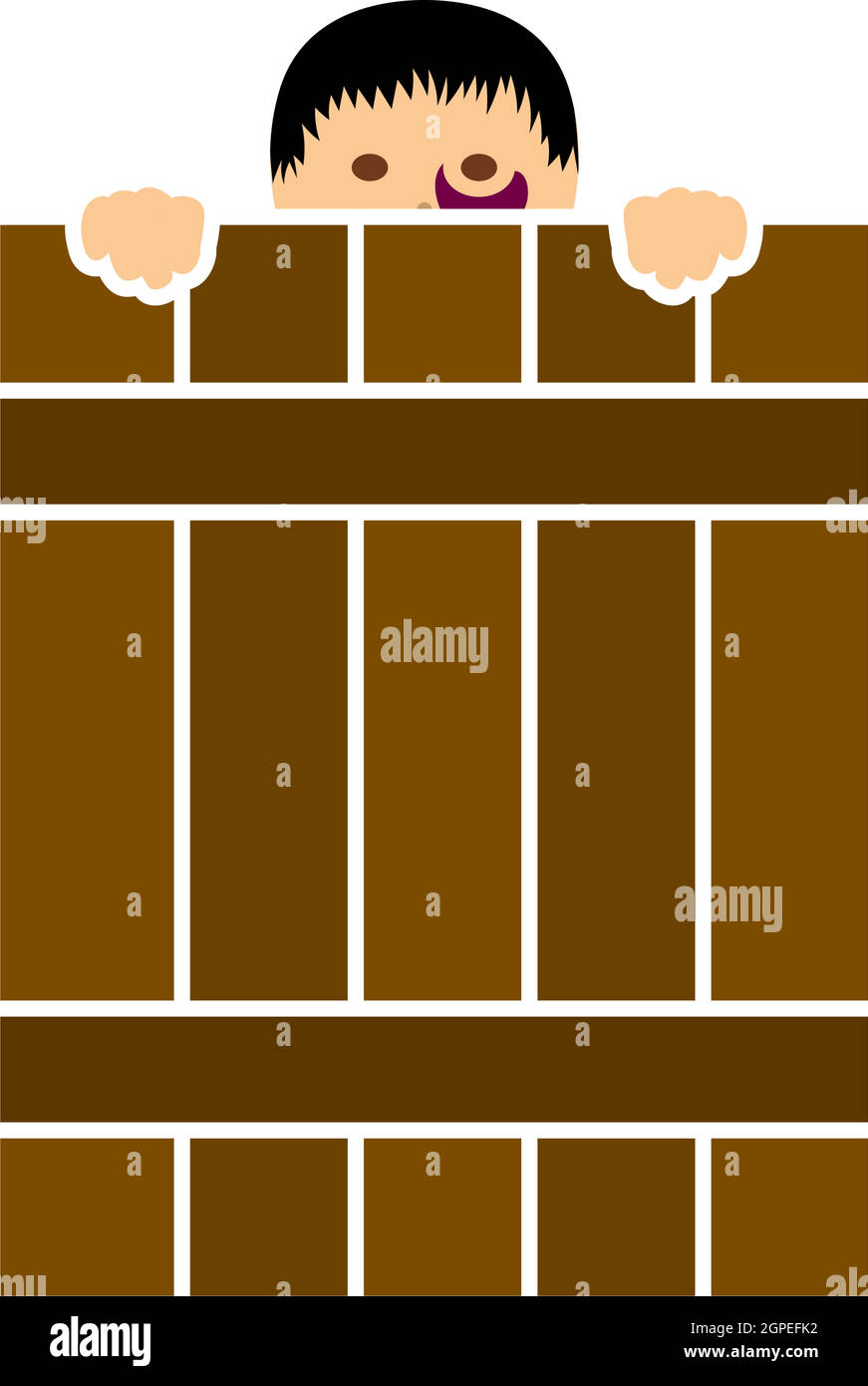 Criminal Peeping From Fence Icon Stock Vector