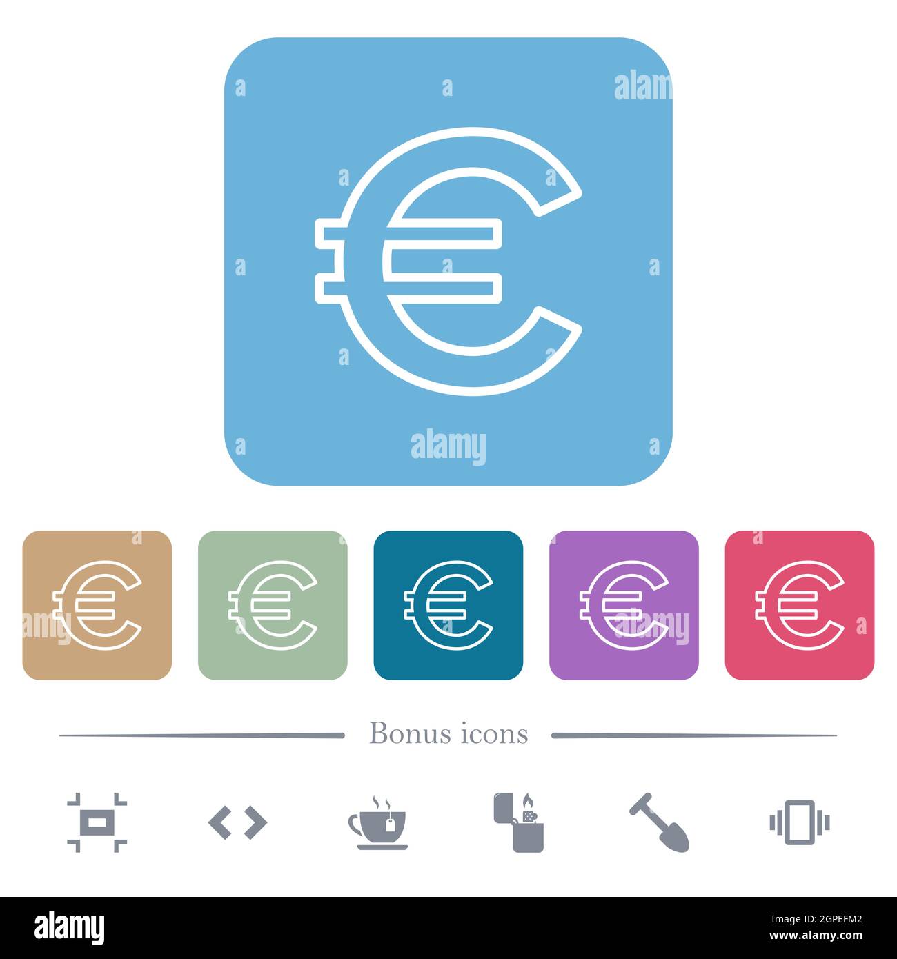 Euro sign outline white flat icons on color rounded square backgrounds ...