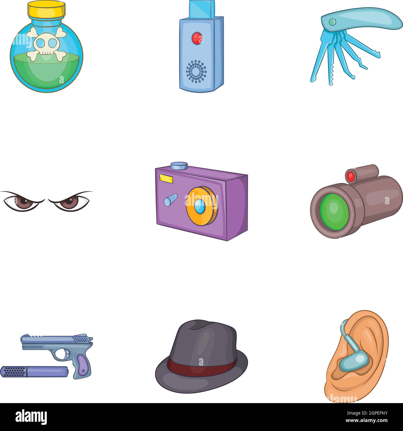 Detective icons set, cartoon style Stock Vector Image & Art - Alamy