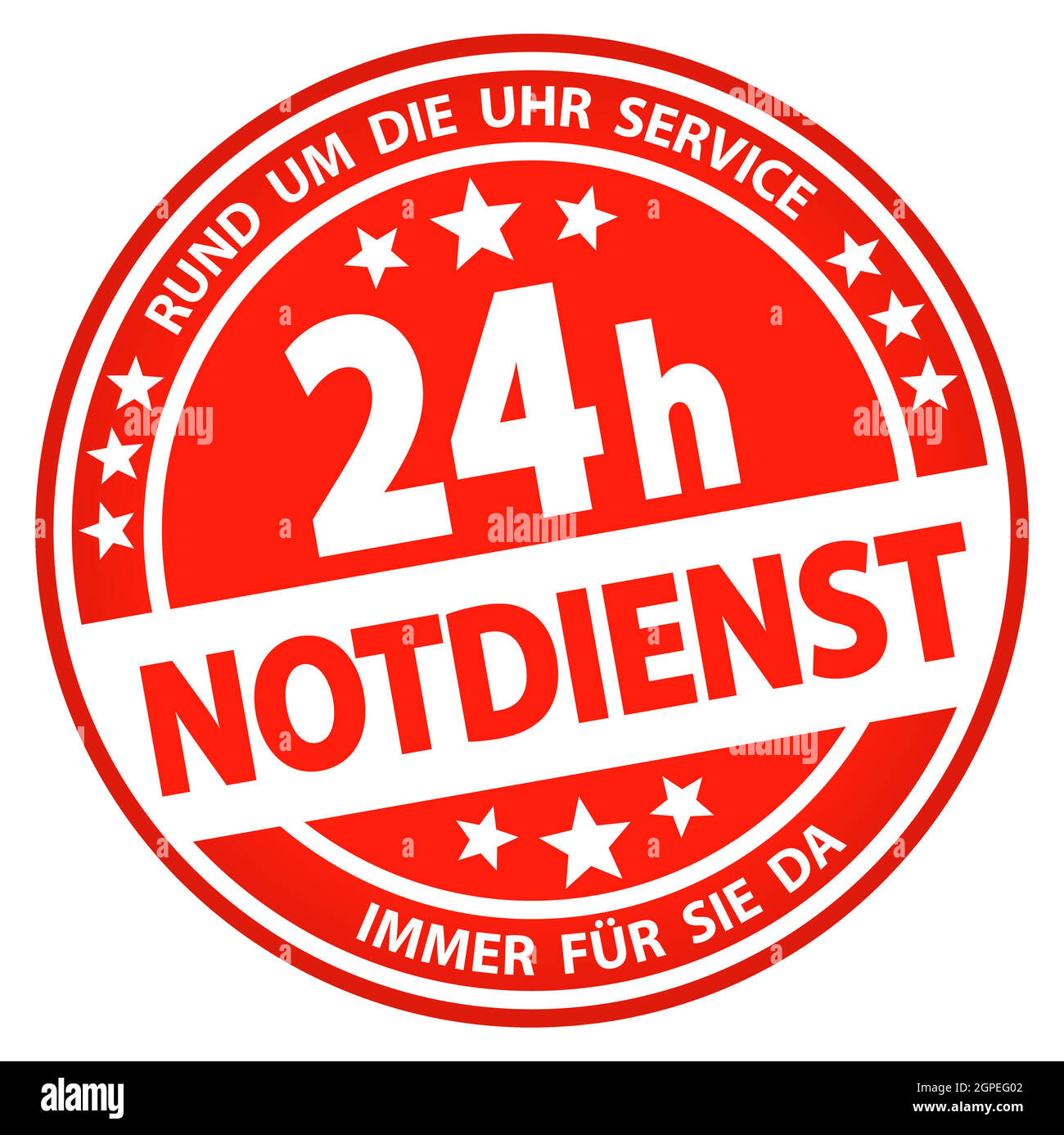 round business button - 24 hours emergency service (german) Stock Vector