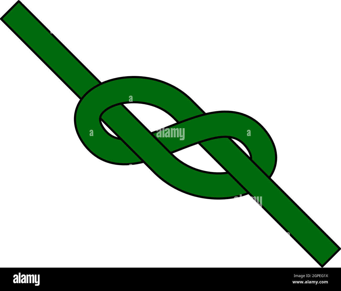 Ropes - intact, with knot and hanging by a thread with frayed tensioned  ends held together by a thin string. Isolated vector illustration on white  background. Stock Vector