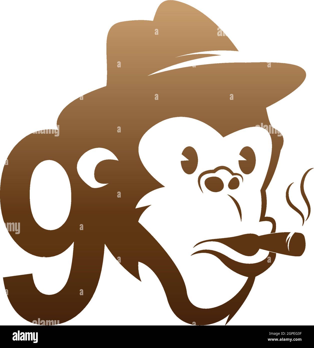 Monkey head icon logo with number 9 template design Stock Vector