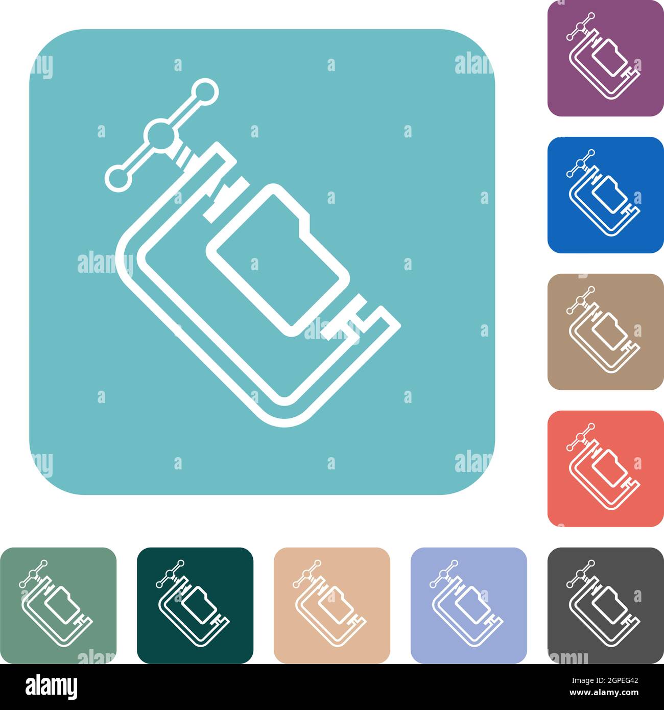 Folder compression outline white flat icons on color rounded square backgrounds Stock Vector