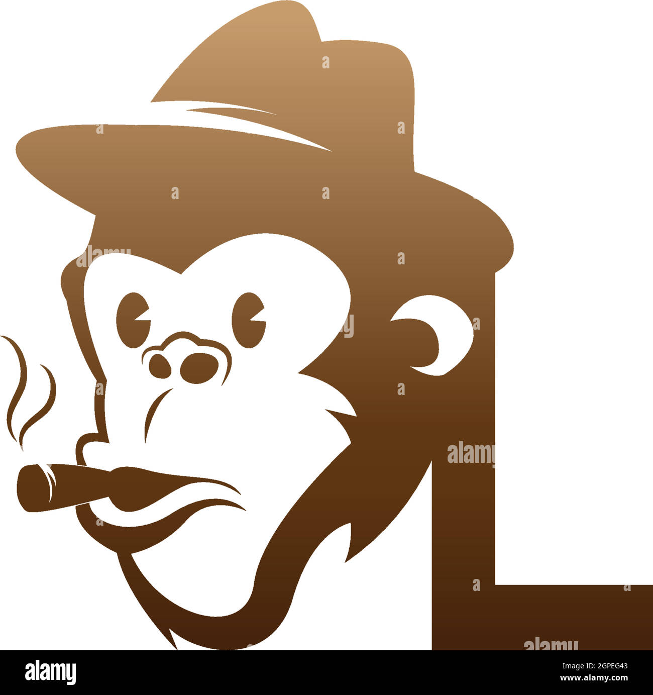 Monkey head icon logo with letter L template design Stock Vector Image ...