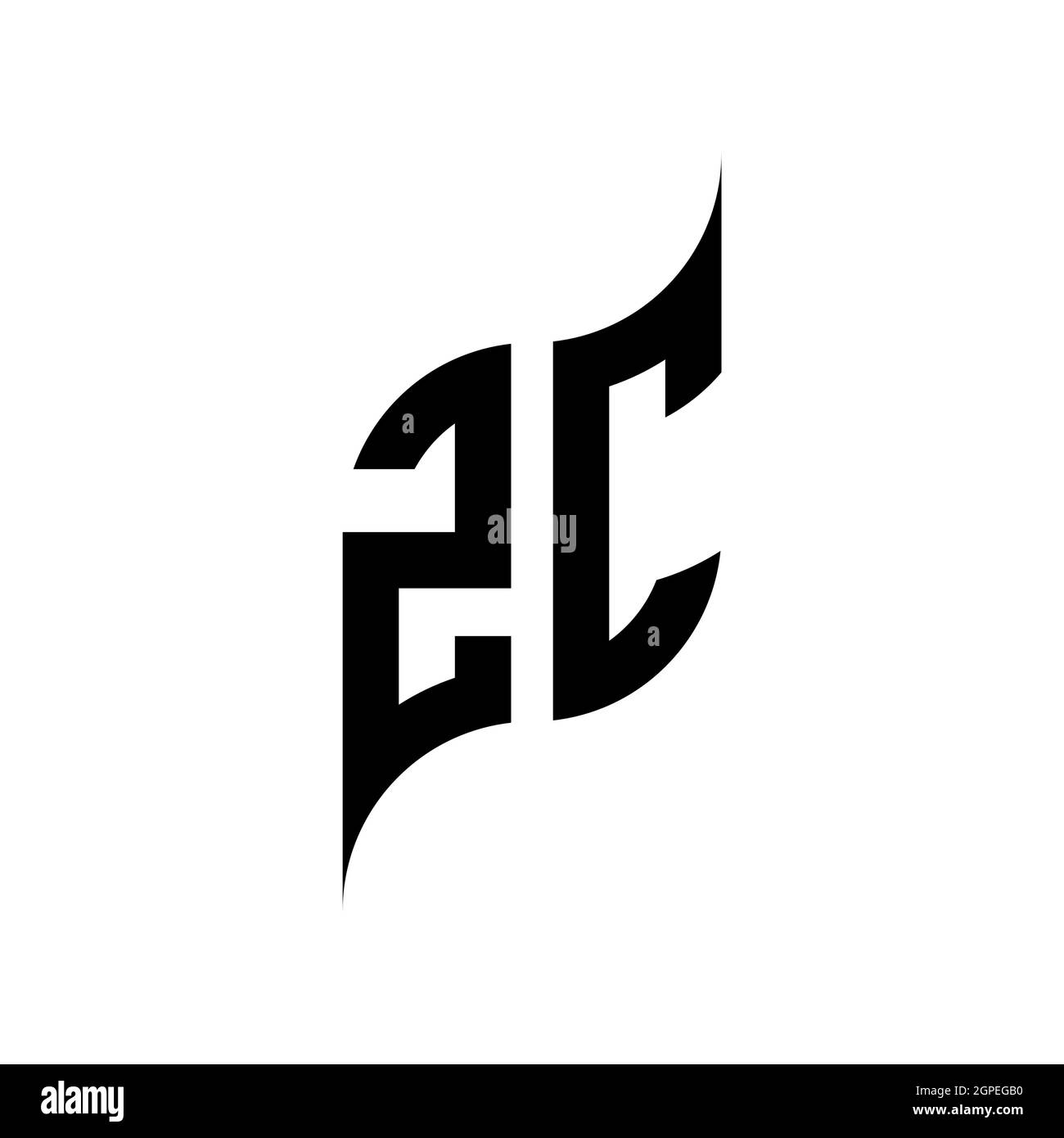 ZC Monogram geometric shape style template. Monogram initial design vector isolated on white background Stock Vector