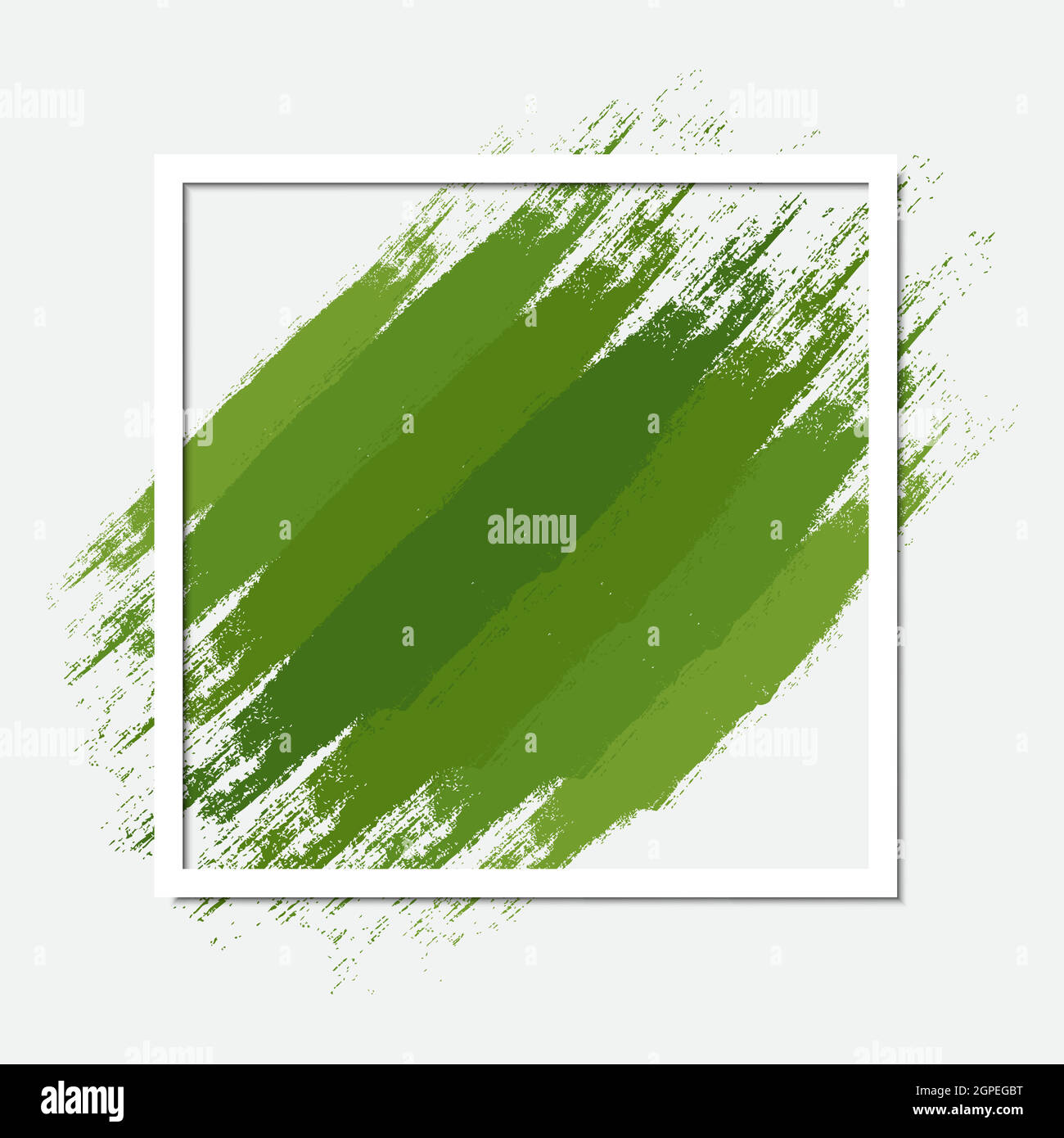 Green abstract frame in grunge style. Eco square background composition. Border design great for environmental conservation leaflet or ecologically friendly label. Vector wallpaper with copy space. Stock Vector