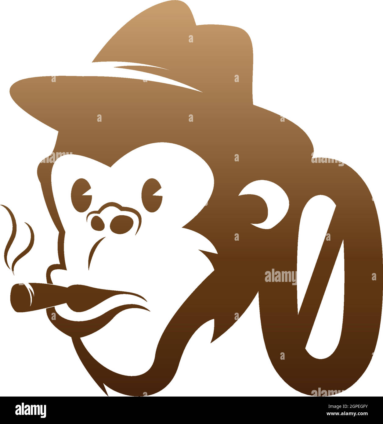 Monkey head icon logo with number zero template design Stock Vector