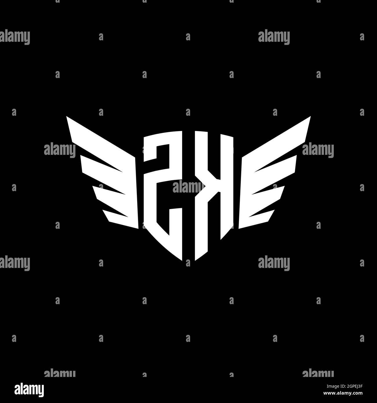 ZK Monogram Logo geometric initial with wing shape style design ...