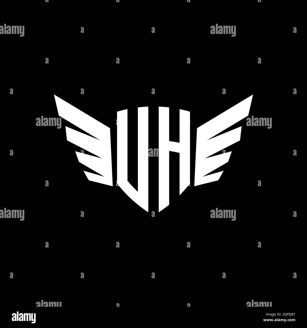 UH Monogram geometric shape style template. Monogram initial design vector isolated on white background Stock Vector