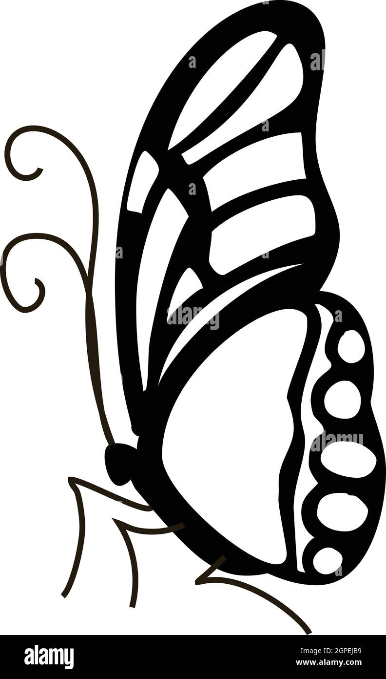 Contour butterfly icon, simple style Stock Vector