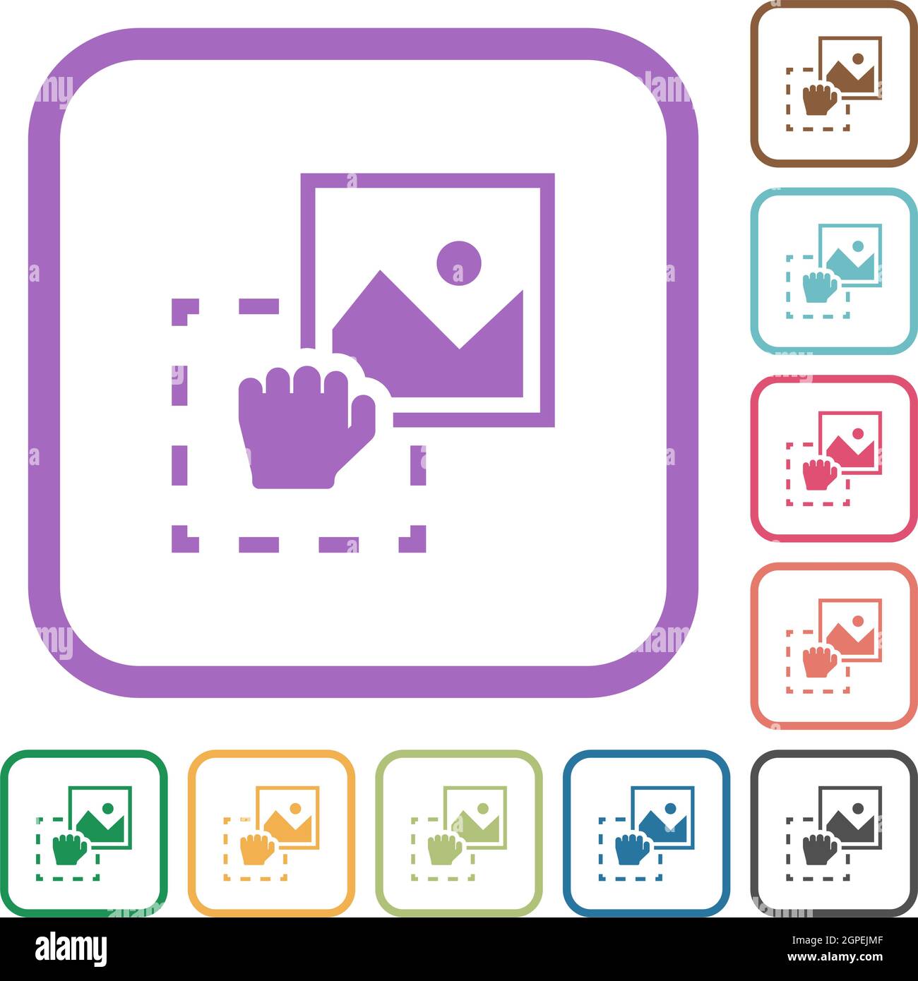Drag image to upload simple icons in color rounded square frames on ...