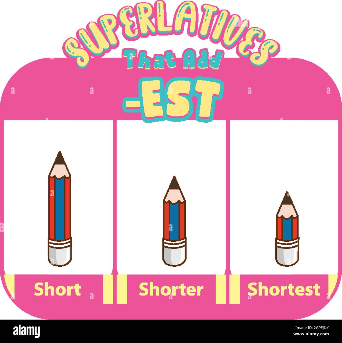 comparative-and-superlative-adjectives-for-word-short-illustration