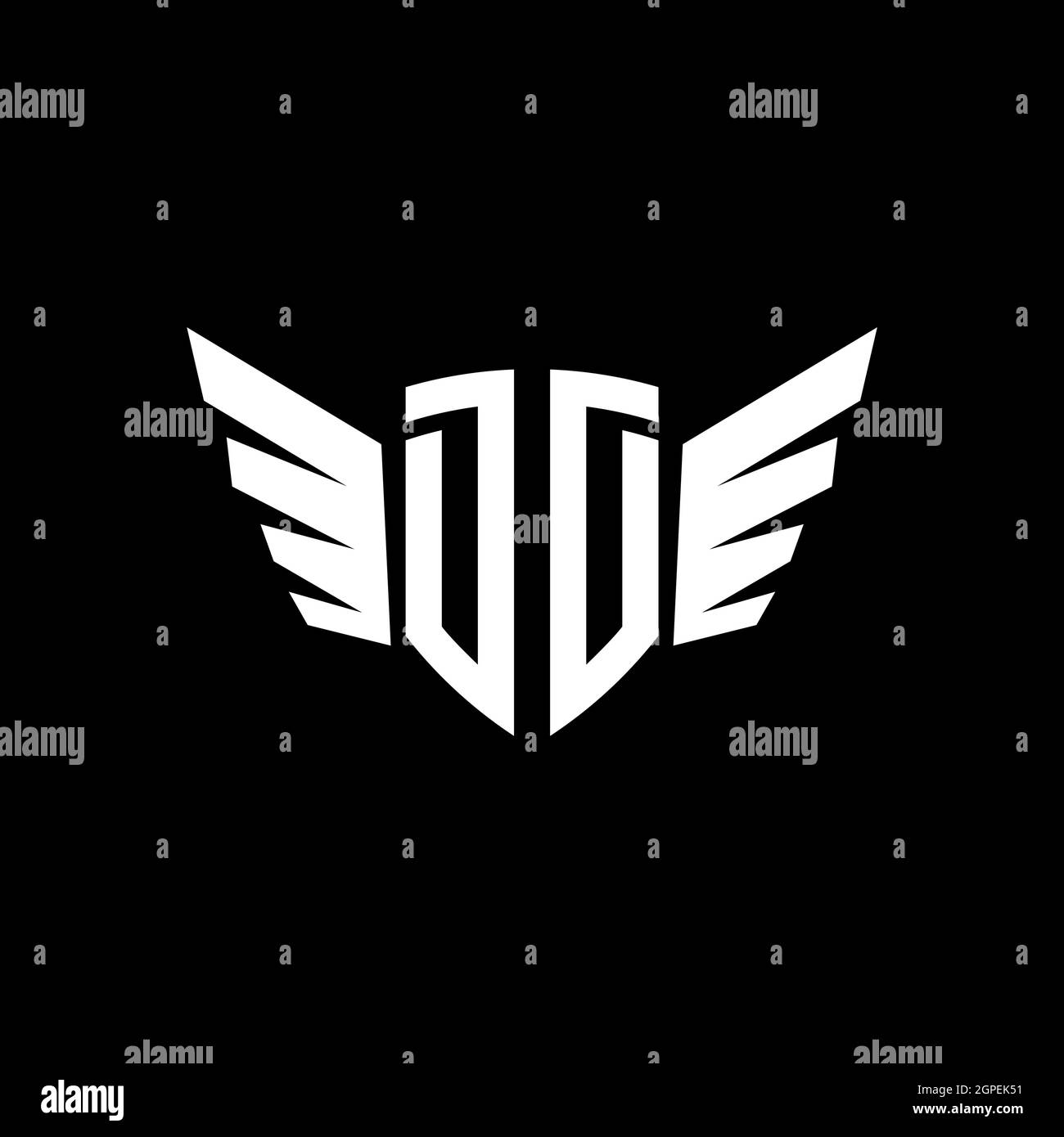 DD Monogram Logo geometric initial with wing shape style design template. Wing initial logo design isolated in black background Stock Vector
