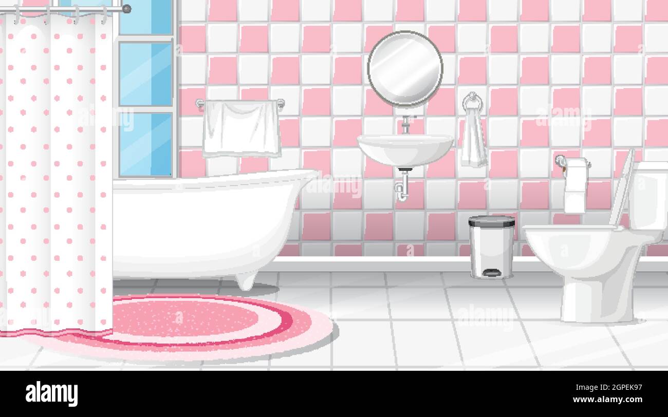 Bathroom interior design with furniture illustration Stock Vector Image ...