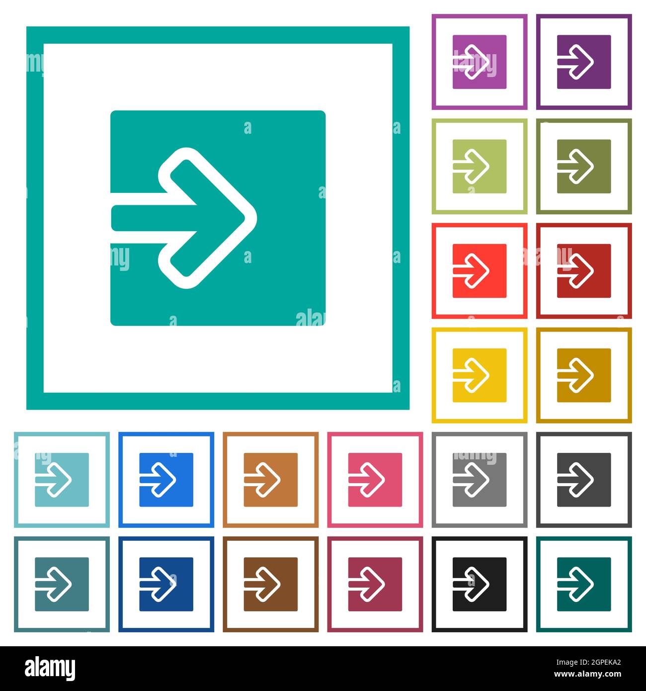 Import object solid flat color icons with quadrant frames on white background Stock Vector