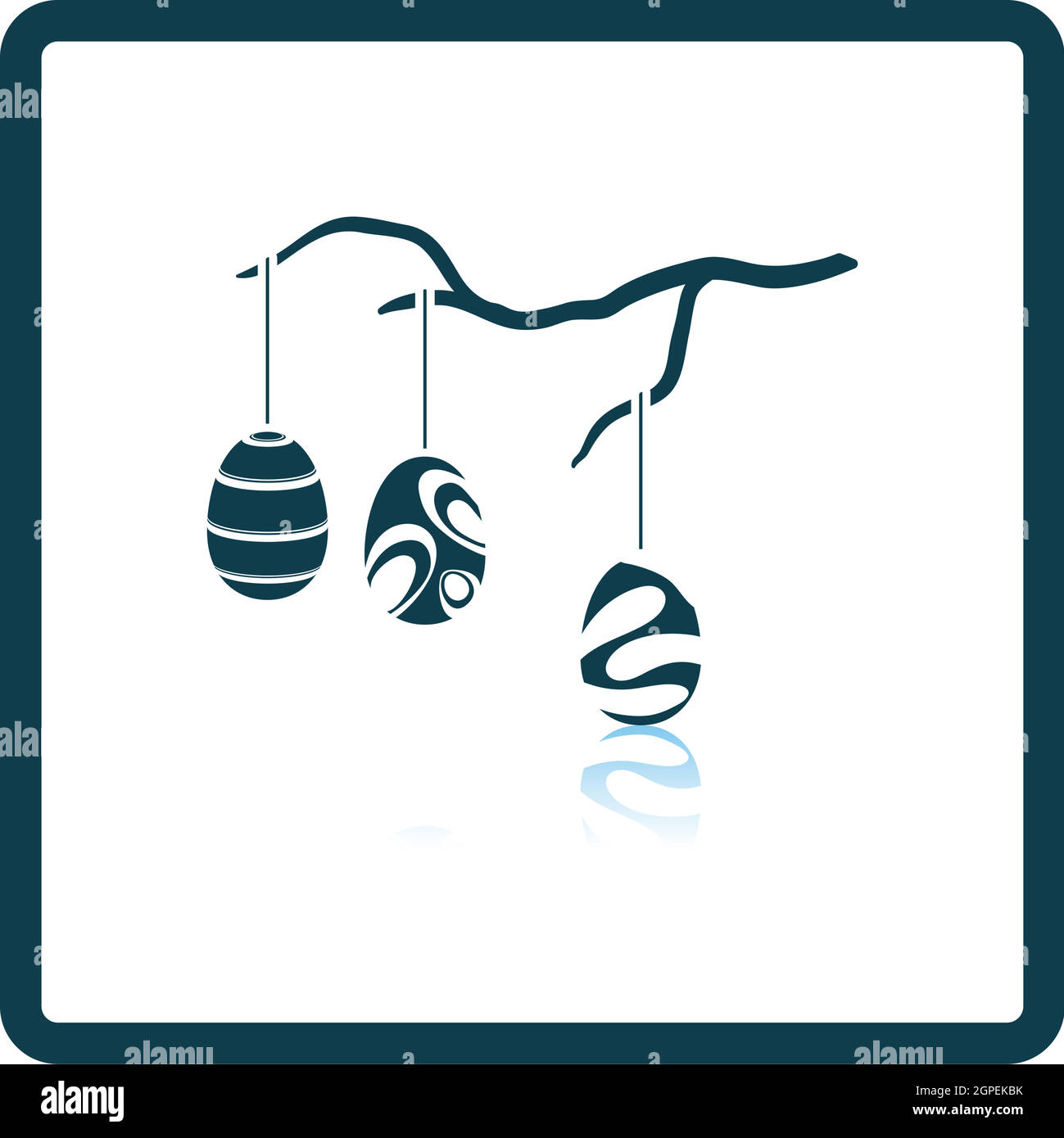 Easter Eggs Hanged On Tree Branch Icon Stock Vector