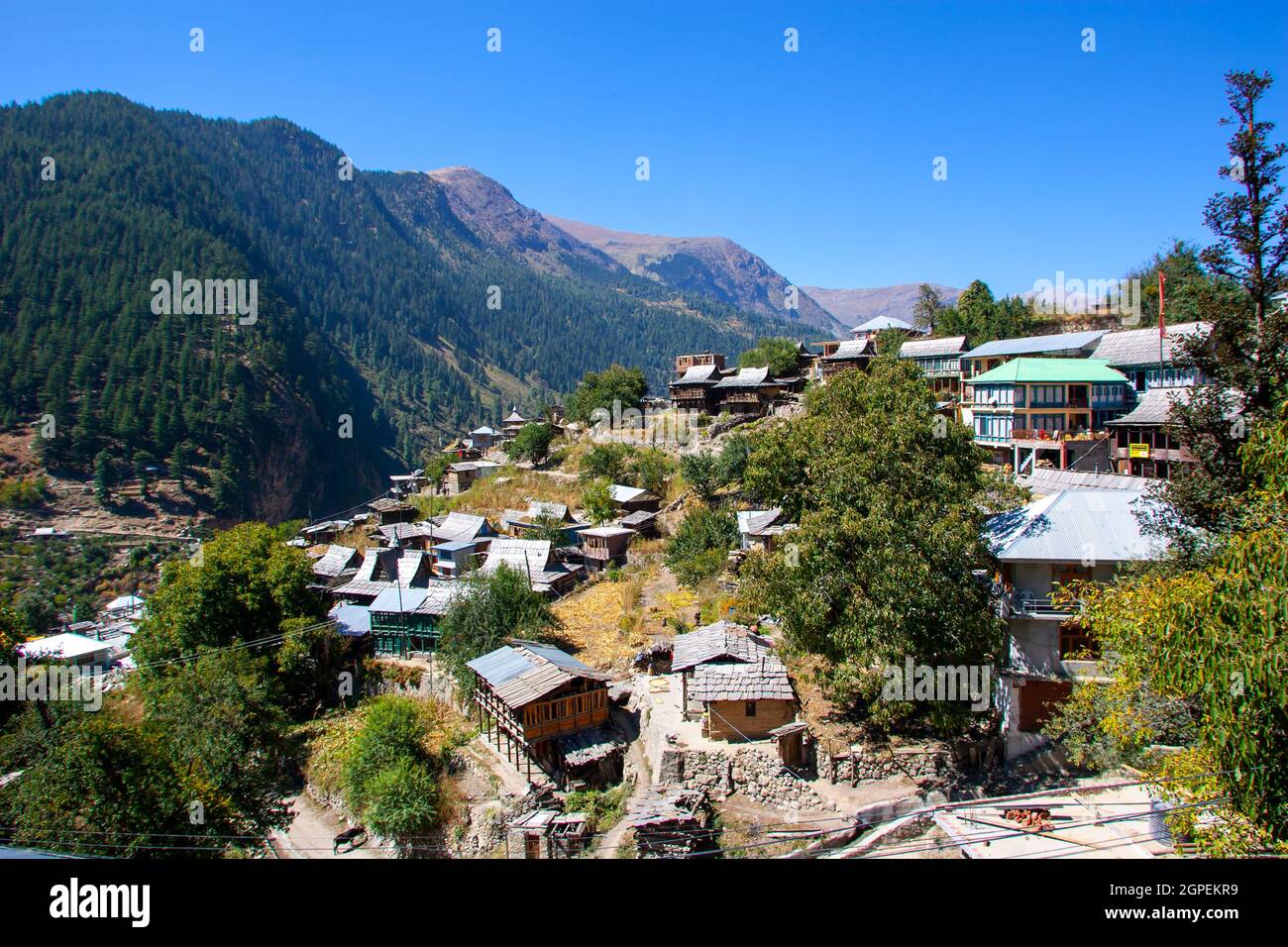 A Traditional rural and remote village in the Himalayas, Himachal ...