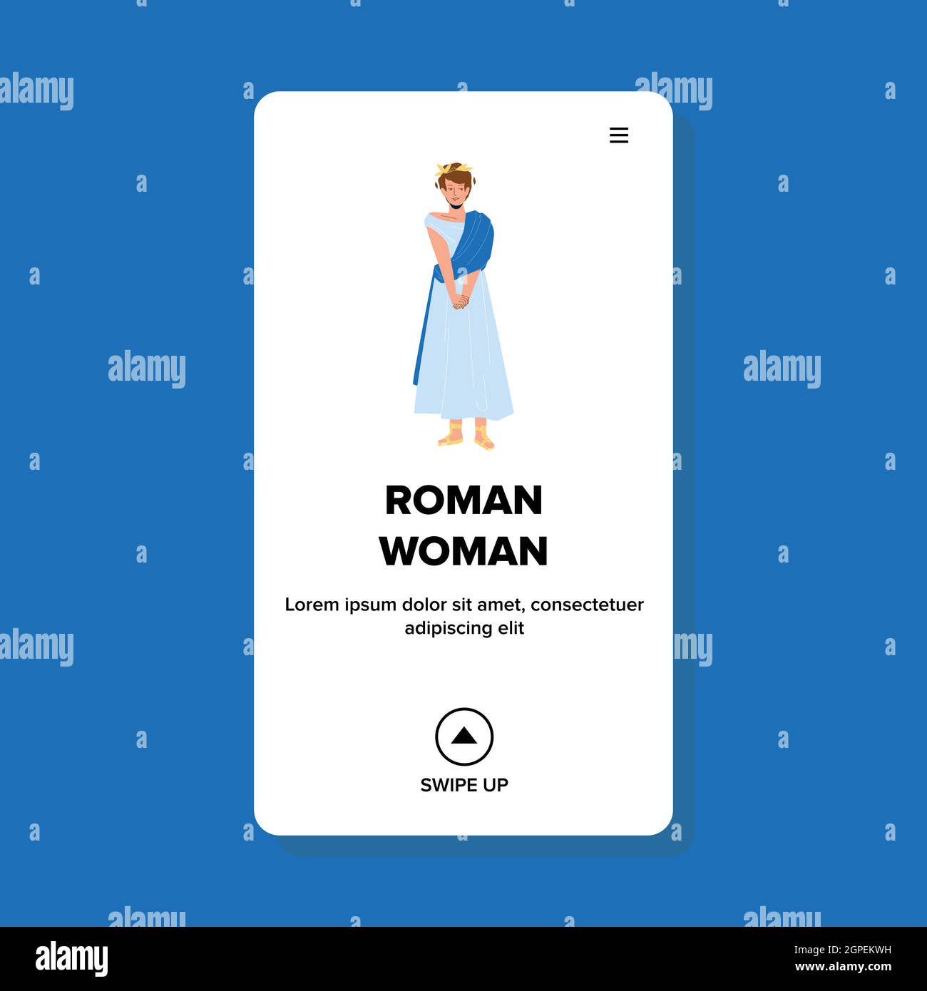 Roman Woman Wearing Long Grecian Clothes Vector Stock Vector