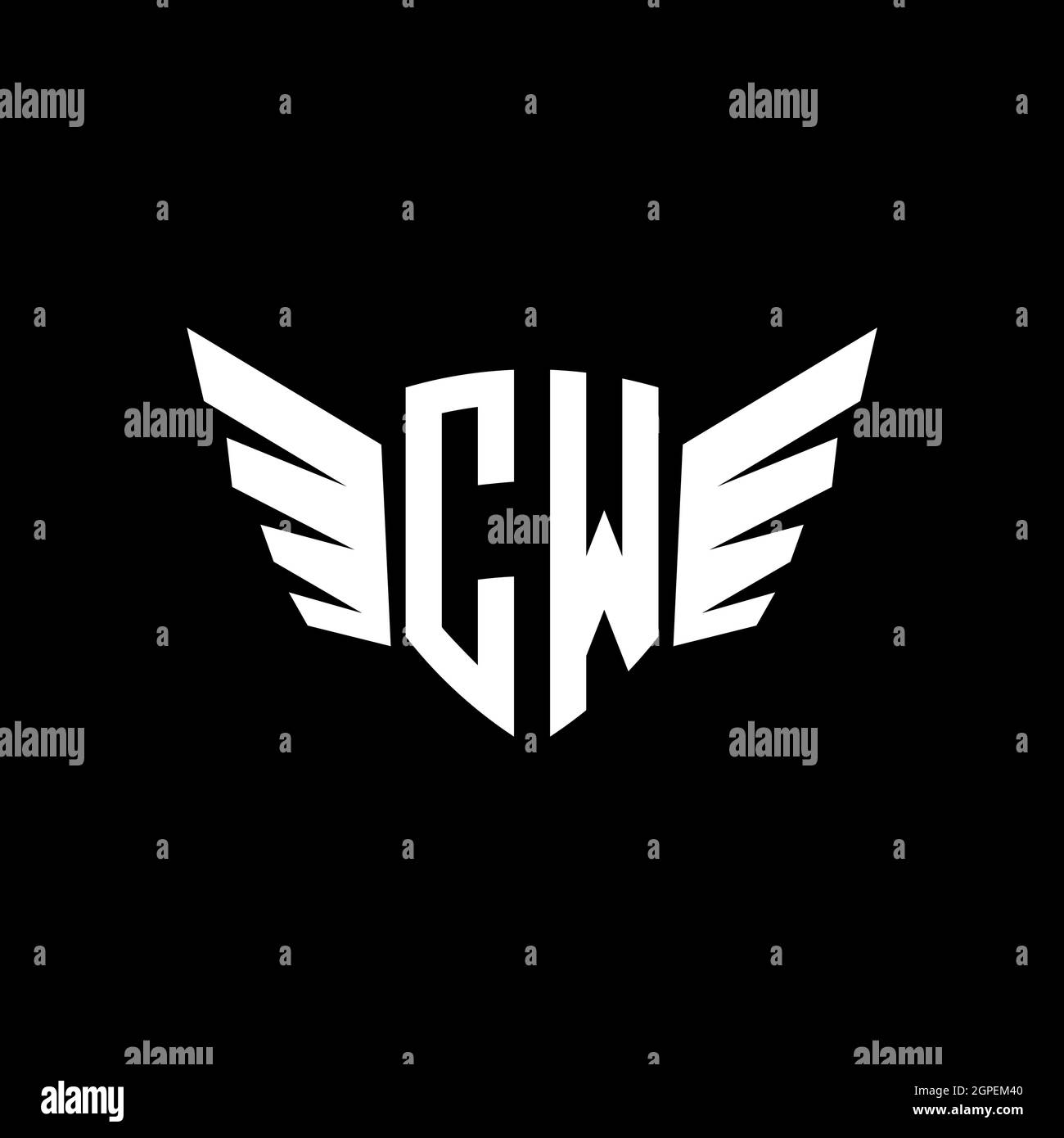 CW Monogram Logo geometric initial with wing shape style design ...